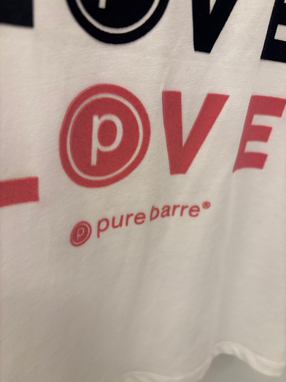 Pure Barre White Tank Top with Red, Black & Pink LOVE Graphic - Picture 7 of 7